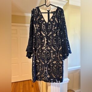 Elegant Navy Lace Dress